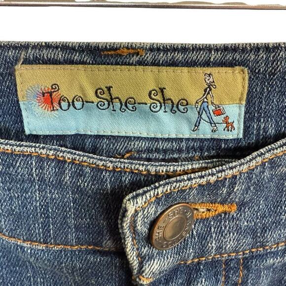 Too She She Skirt Womens Denim Plaid Trim Bow 6 Bohemian Whimsical Feminine - Picture 2 of 8